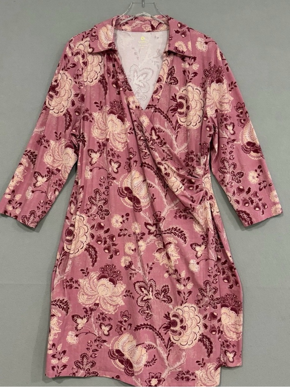 Spartina 449 Faux Wrap Dress in size XXL pink Cristina Harbor River Fall Foliage